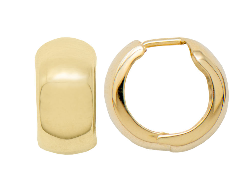 Thick 14k Gold Huggie Hinged Hoop Earrings 60 Inch 15mm 8mm Wide Looptyhoops 4890