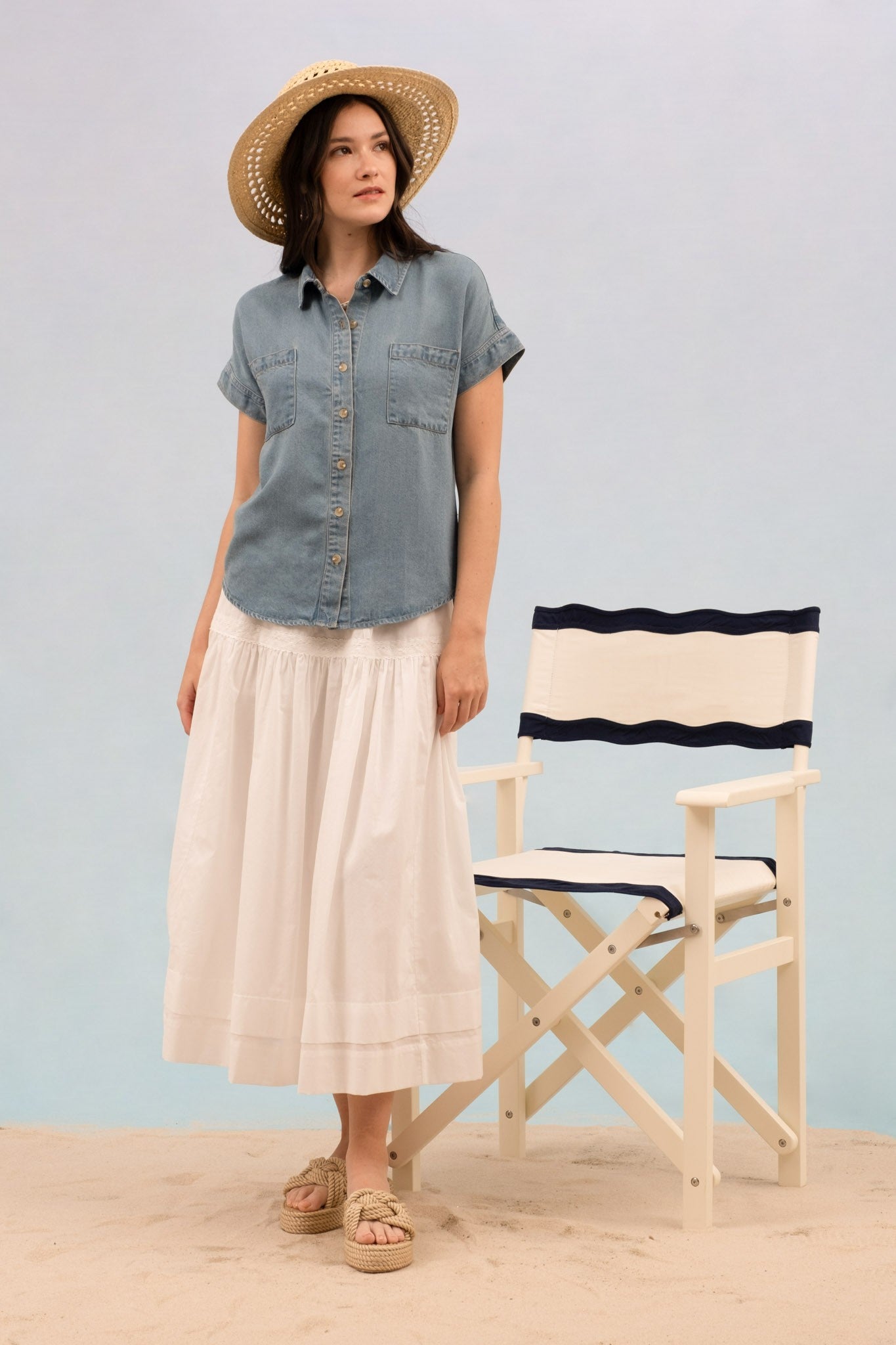 Button Down Chambray Top