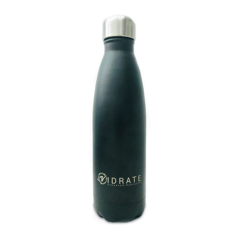 Product Name: ViDrate Premium Matte Black Bottle Product Info: Luxury 500ml Reusable Water Bottle Delivery: All UK orders over £20 FREE! (3-5 working days) Under £20 - £2.99.  Why not include some tasty sachets with your bottle - click here >   Product