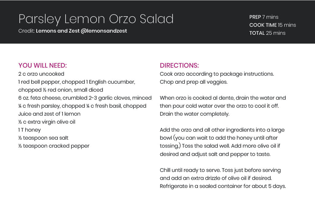 Parsley Lemon Orzo Salad