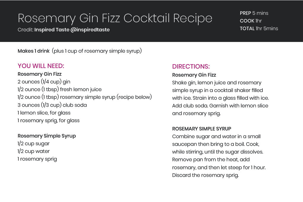 Rosemary Gin Fizz Cocktail Recipe