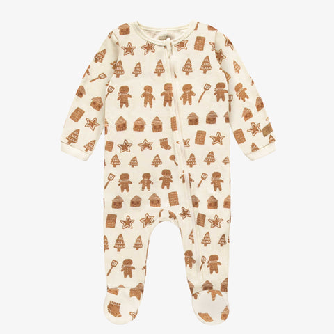 Pyjama une-pièce crème à motif de biscuits en jersey extensible