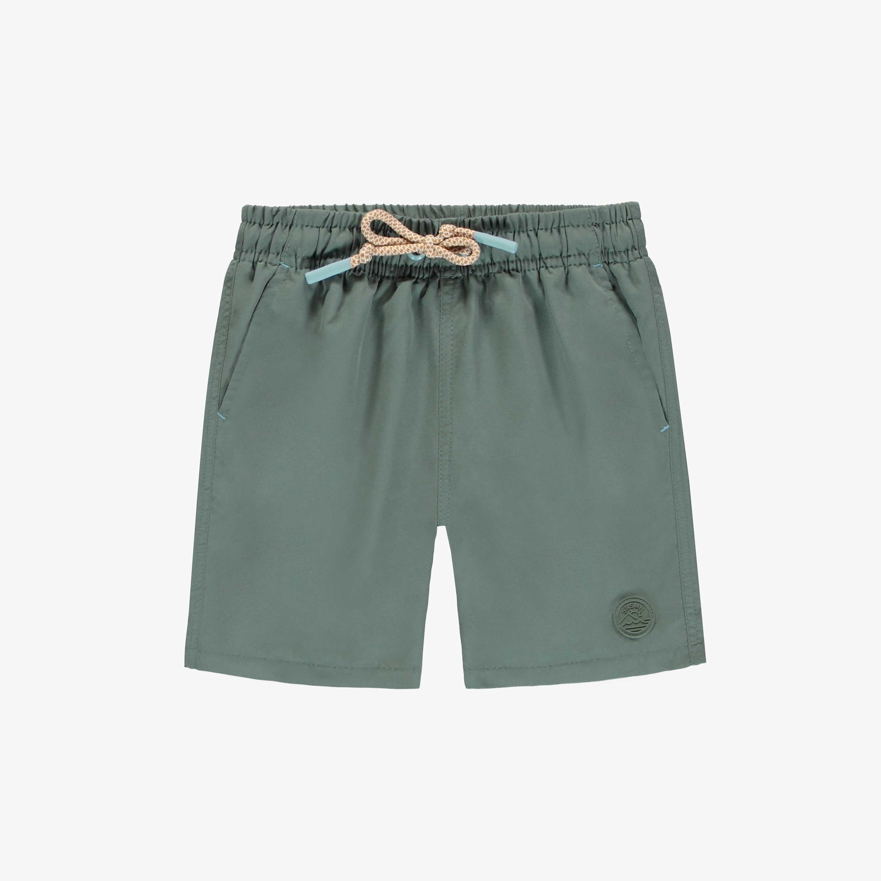Image of Short de bain sarcelle avec poches en polyester, enfant || Teal swim short with pockets in polyester, child