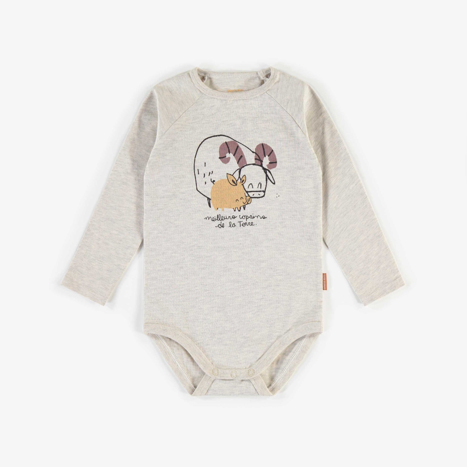 Bodysuit With Illustration In Organic Cotton Baby Boy Souris Mini