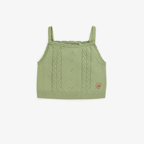 Green knitted tank top with thin straps, baby - Souris Mini – Souris Mini