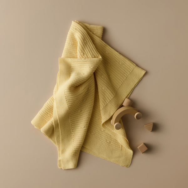 W & F | Knitted Spot Blanket - Pastel Yellow