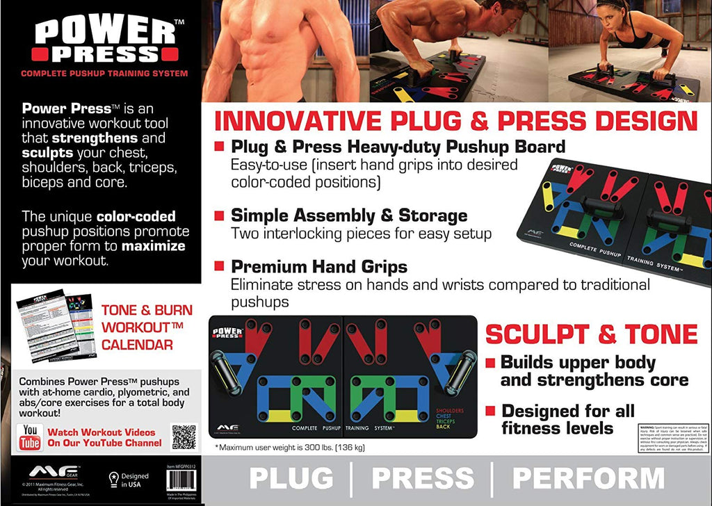 Maximum Fitness Gear Power Press Push Up Complete Push Up Training S Dumboro
