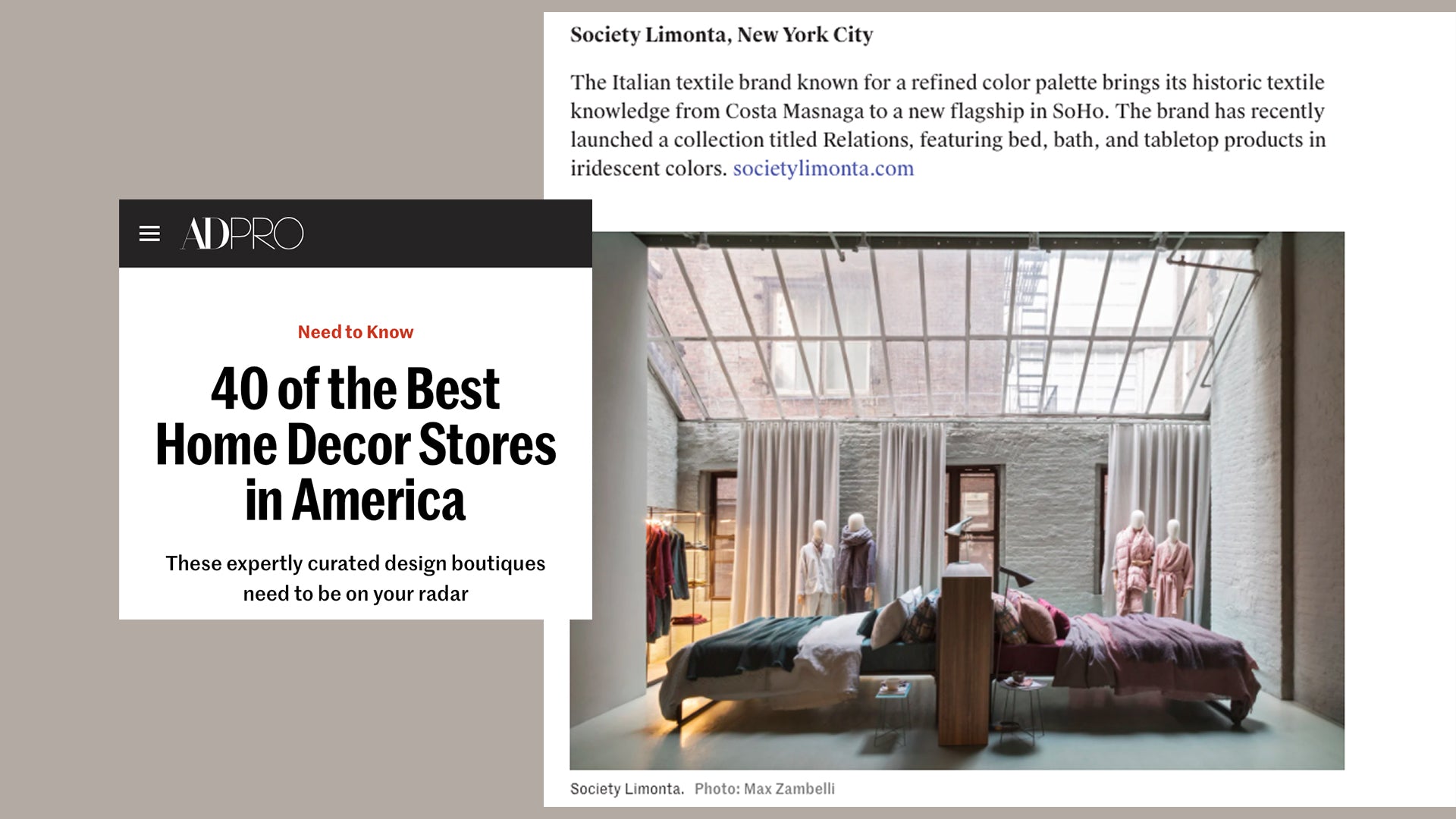 Society Limonta New York among the best home decor stores in America.