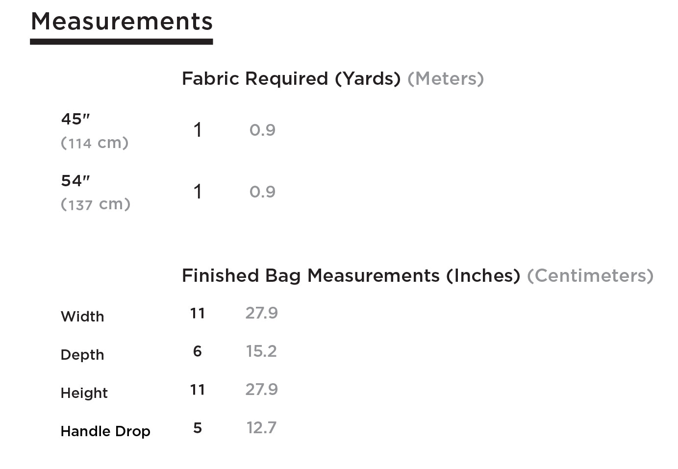 Grainline Studio Field Bag Measurements