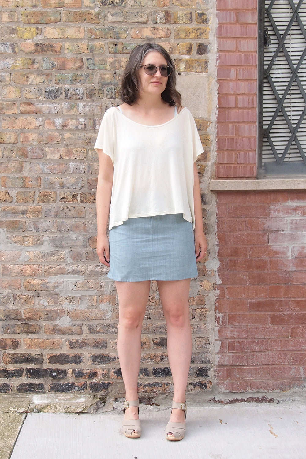 A New Denim Moss (and raglan tee & watson bra) | Grainline Studio