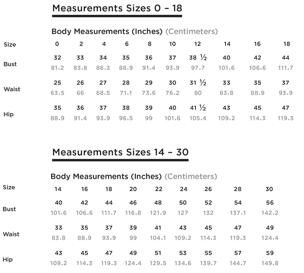 Body Size Chart