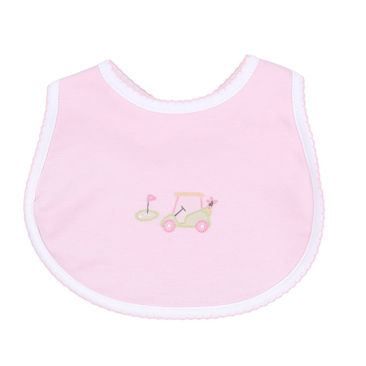 ON THE GREEN PINK EMBROIDERED BIB