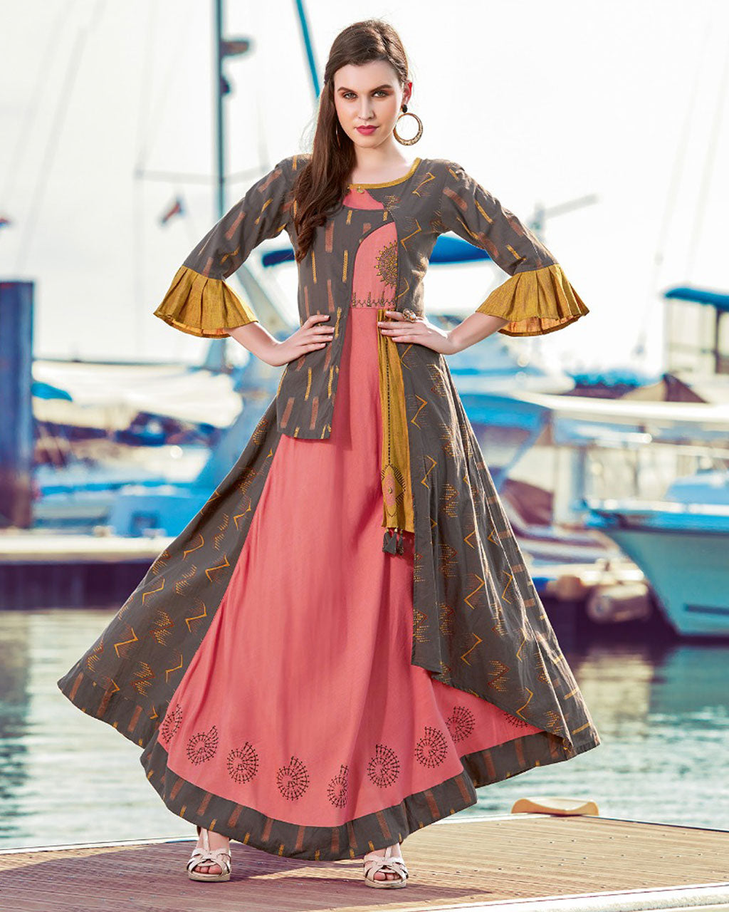 Flaunt Brown Color Designer Party Wear Rayon Kurti – fashionnaari