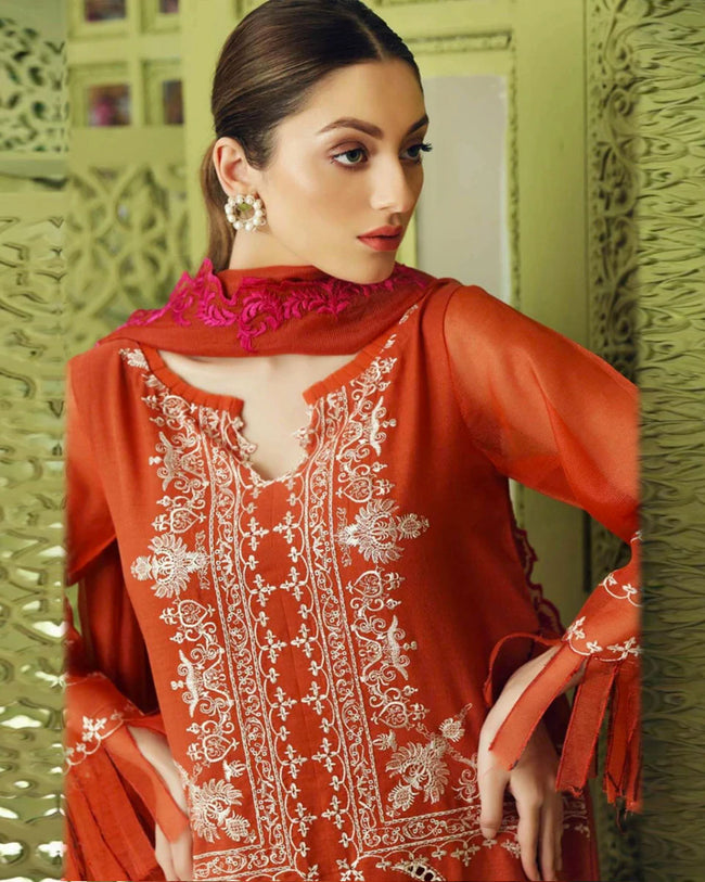 Red Color Party Wear Cotton Lawn 