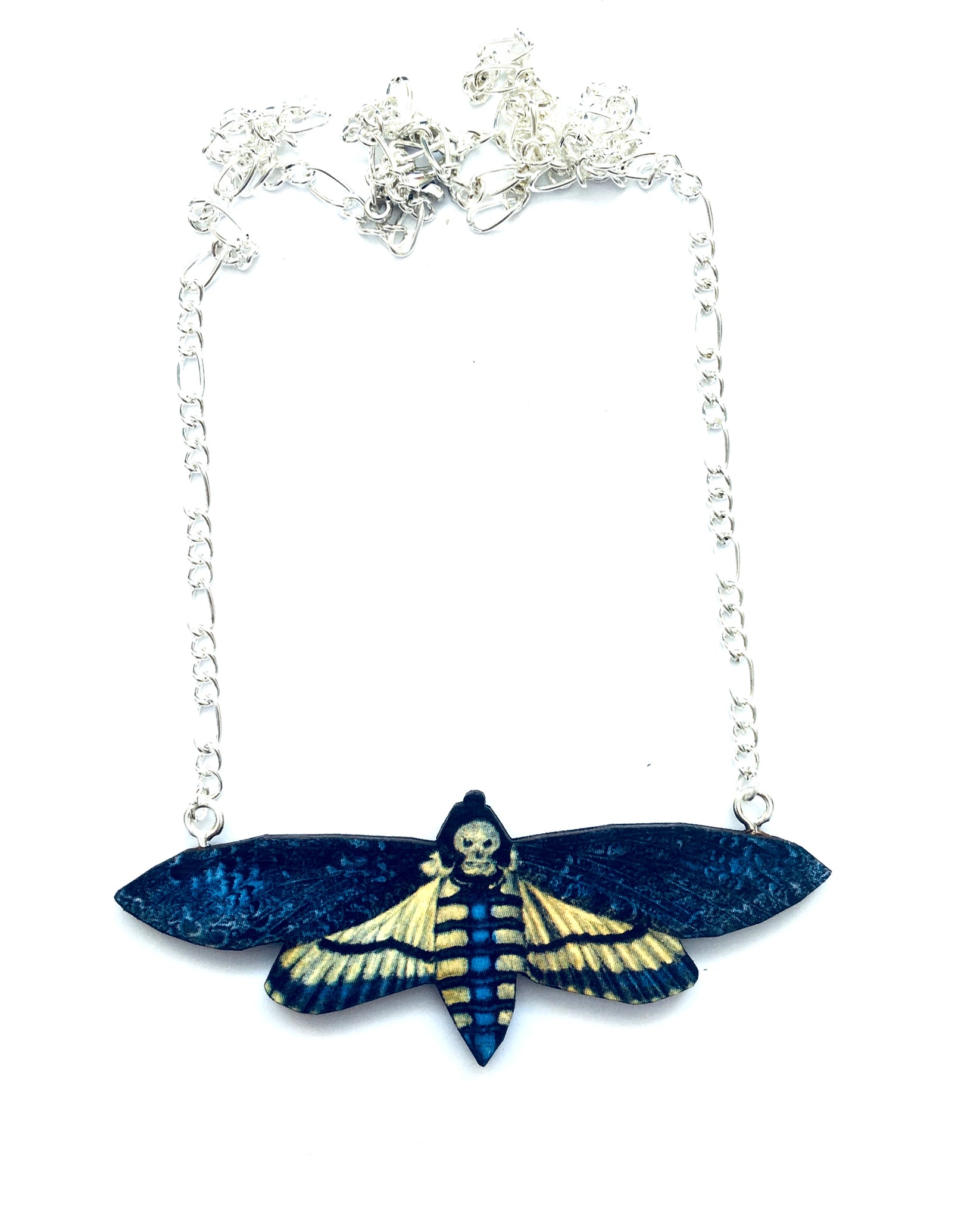 Small Dark Death Head Moth Necklace 