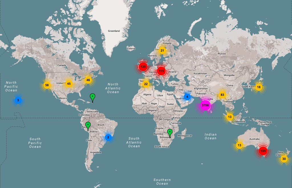 No Nasties Map - Organic Fairtrade Clothing, Made In India