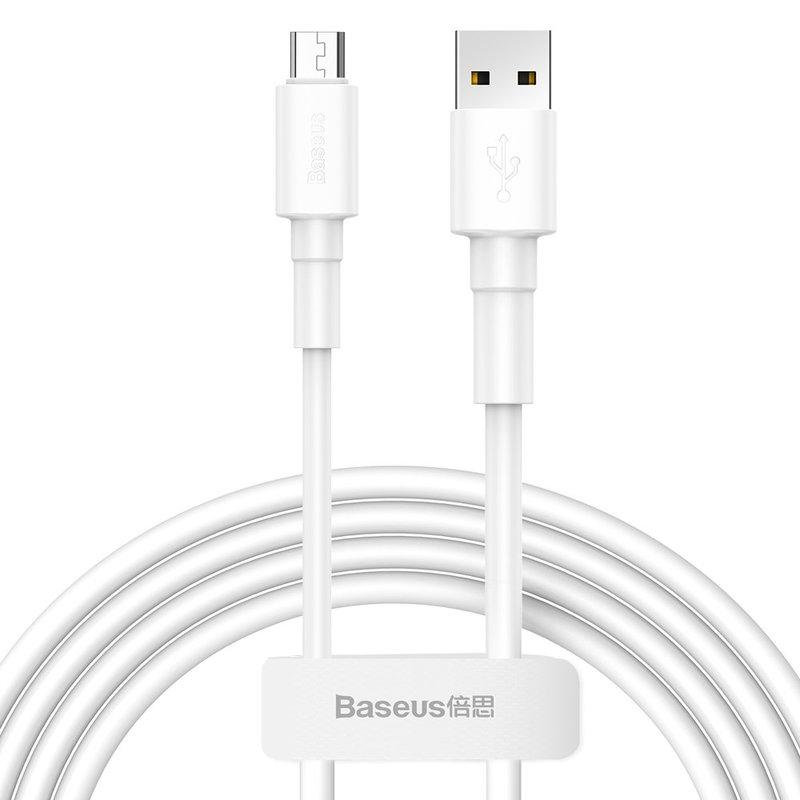 Cablu de date USB to Micro-USB Baseus Mini Cable 2.4A 1M White