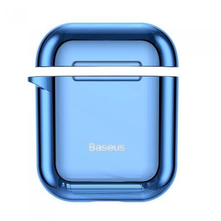 Husa Apple Airpods Baseus Shining Hook Cu Carabina Metalica De Prindere Blue