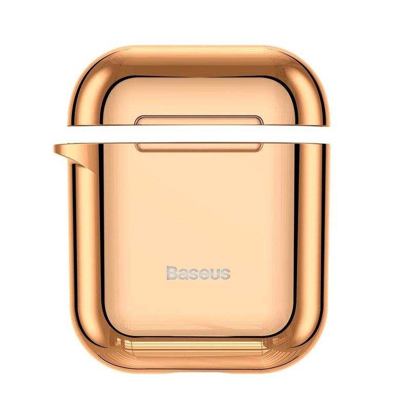 Husa Apple Airpods Baseus Shining Hook Cu Carabina Metalica De Prindere Gold