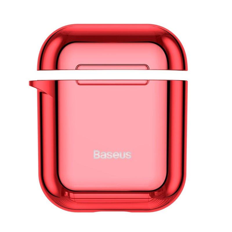 Husa Apple Airpods Baseus Shining Hook Cu Carabina Metalica De Prindere Red