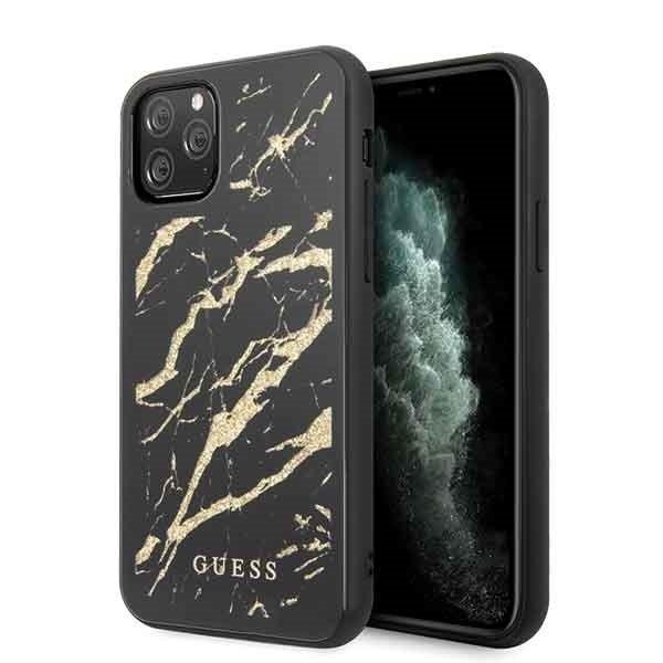 Husa Guess iPhone 11 Pro black hard case Glitter Marble Glass