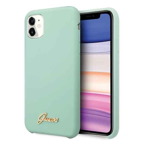 Husa Guess iPhone 11 Pro Max hard case Silicone Vintage Gold Logo Verde