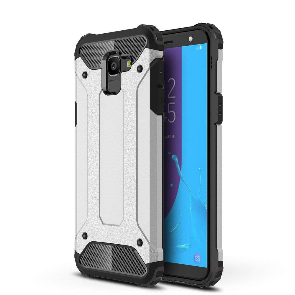 Husa Hybrid Armor Case Tough Rugged Cover pentru Samsung Galaxy J6 2018 Silver