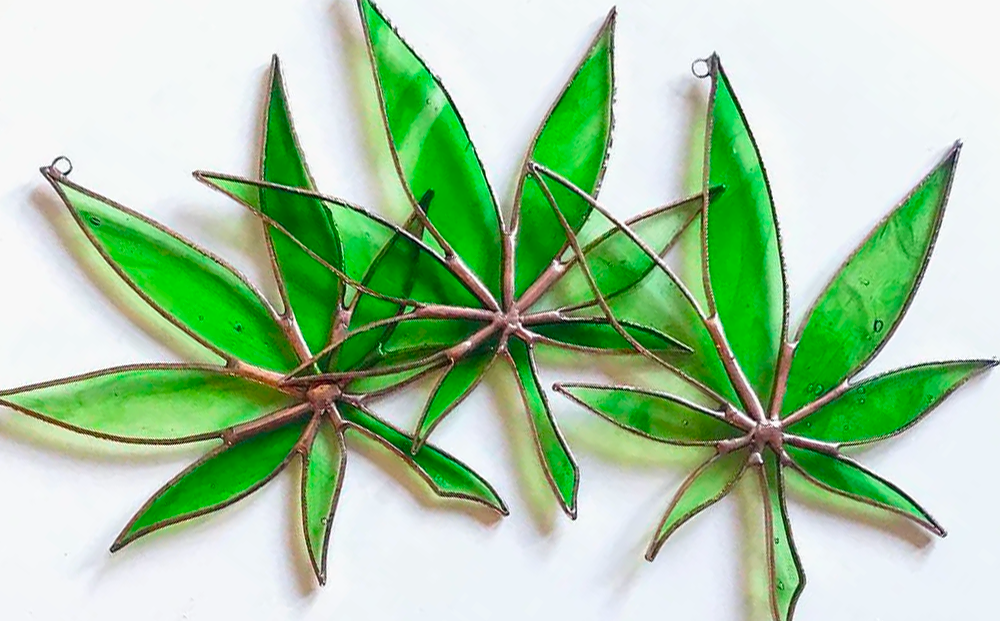 Cannabis Leaf Glass Ornament