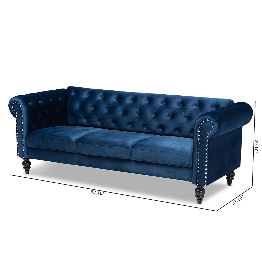 Emma Navy Blue Velvet Button Tufted Chesterfield Sofa– Uniquely Living