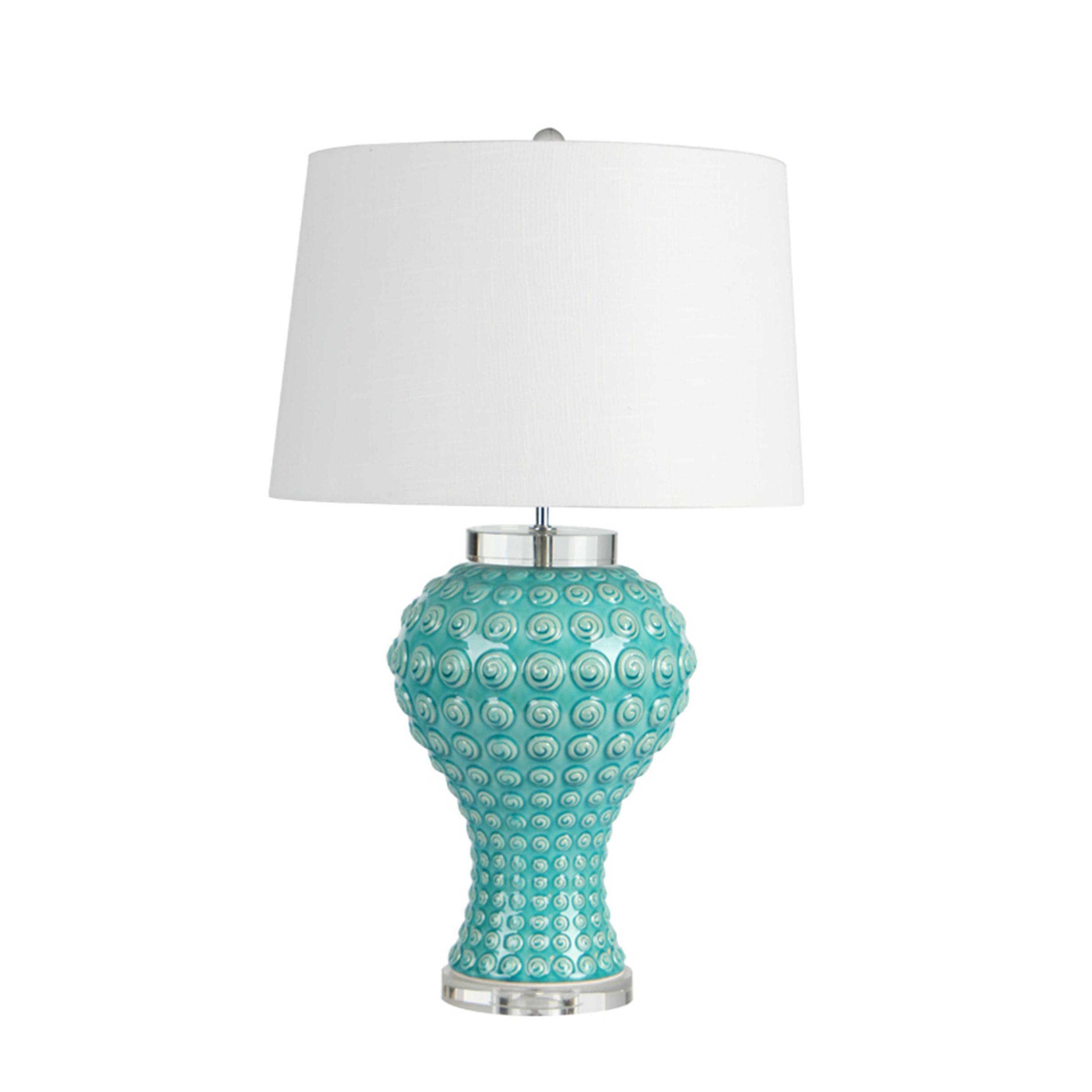 blue textured urn table lamp