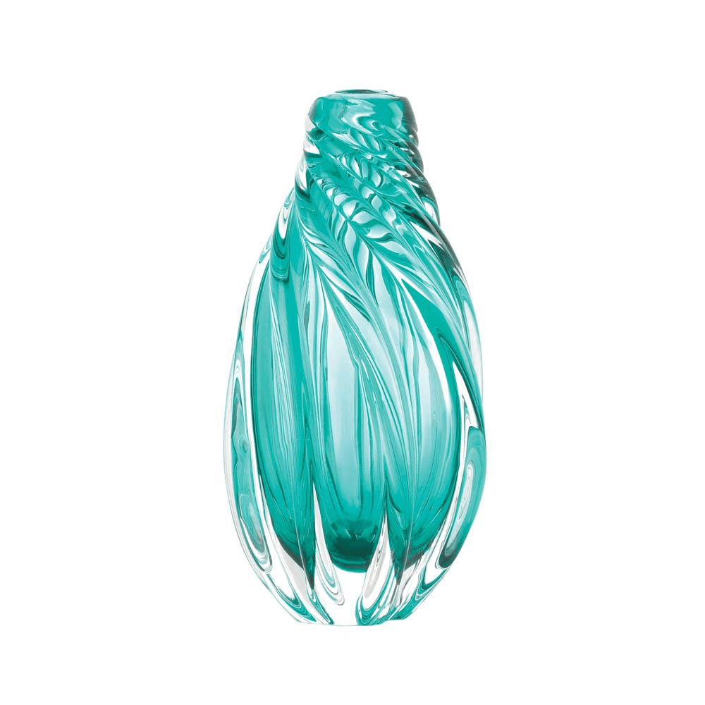 Ocean Aqua Spiral Art Glass Vase Uniquely Living