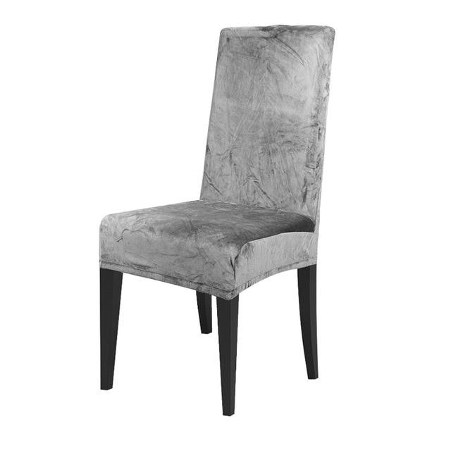 silver crushed velvet dining chair covers