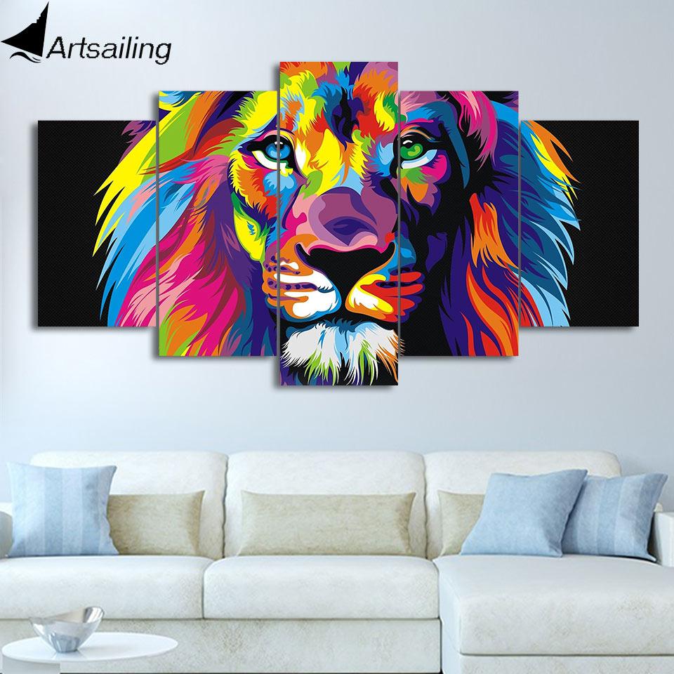 Colorful Lion Wall Art Canvas Uniquely Living