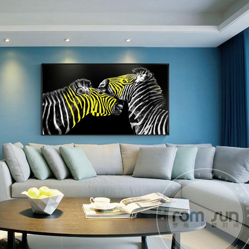 Abstract Yellow Zebra Couples Canvas Wall Art Uniquely Living