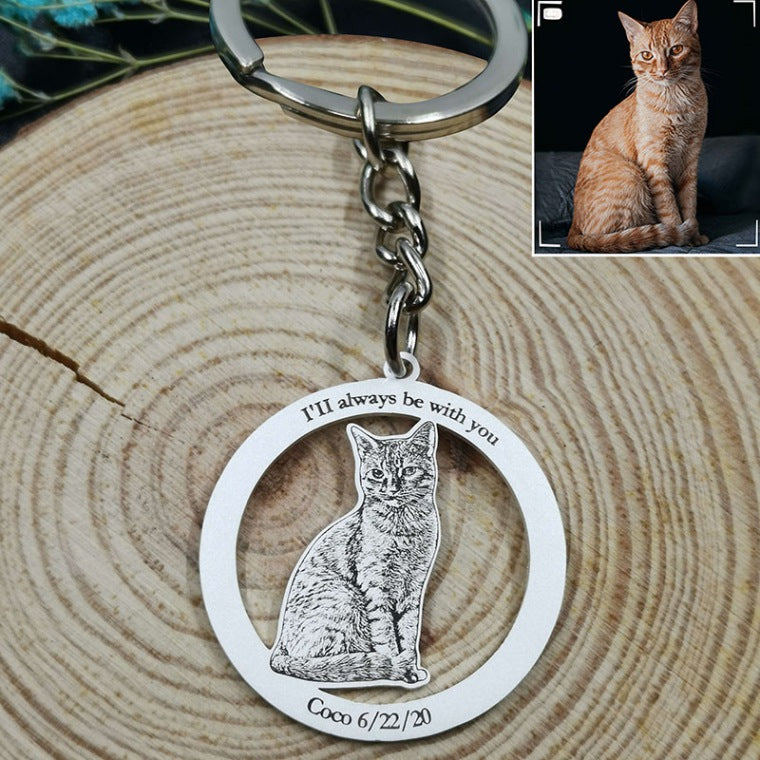 Personalized Circle Photo Keychain - Custom Pet Gifts product image