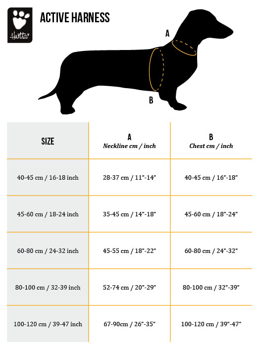 Hurtta Active Harness Measuring Chart