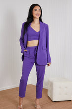 Load image into Gallery viewer, GeeGee Wall Street Full Size Bra, Blazer, and Pants Set in Purple