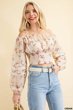 Load image into Gallery viewer, FLOWER PRINT OFF THE SHOULDER VOLUME SLEEVE TOP