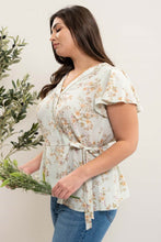 Load image into Gallery viewer, FLORAL SURPLICE PEPLUM TOP
