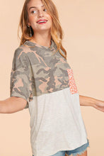 Load image into Gallery viewer, Camo Stripe and Coral Pocket Tee