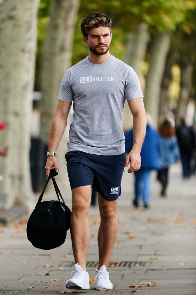 misundelse royalty Ofte talt Men's Navy Blue Slim Fit Athletic Shorts With Zip Pockets – Sole Ambition