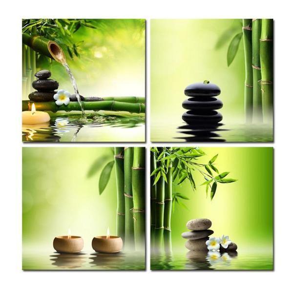 Green Nature Zen Stones Canvas Wall Art Artpicky Inc