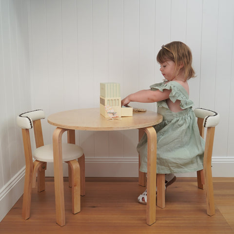 Monaco Kids Table and Chair Set in Leather