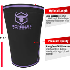 black-purple iron bull strength 7mm knee sleeves features