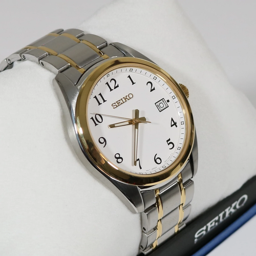 Seiko Quartz Neo Gold Tone White Dial Men's Watch SUR280P1 – Chronobuy