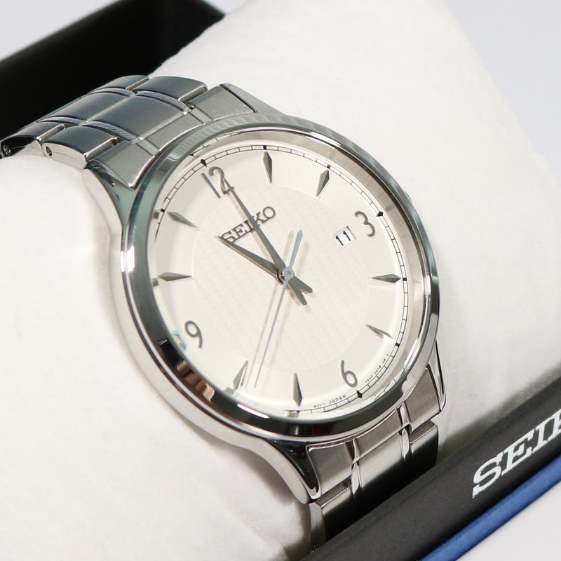 Seiko Classic Quartz Stainless Steel White Dial Men's Watch SGEH79P1 –  Chronobuy