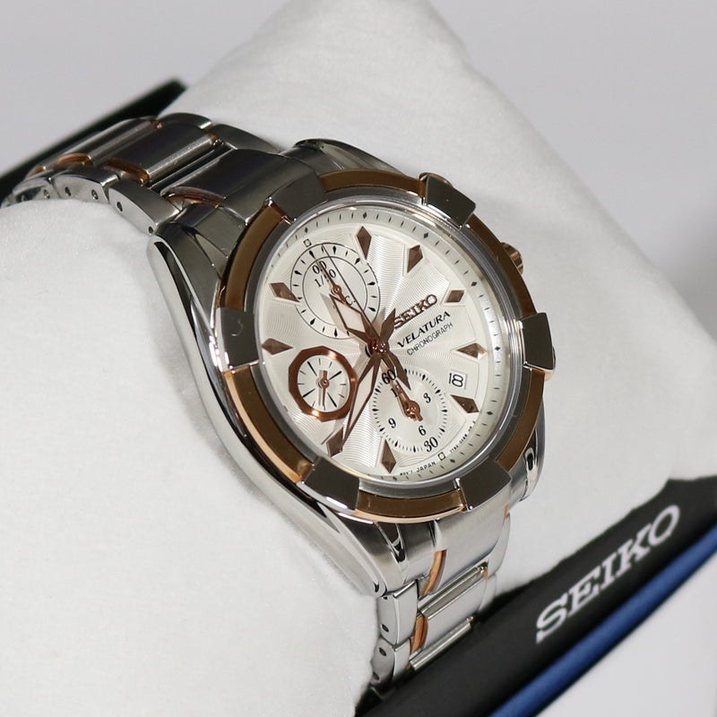 Seiko Velatura Women's White Dial Two Tone Rose Gold Tone Watch SNDW58 –  Chronobuy