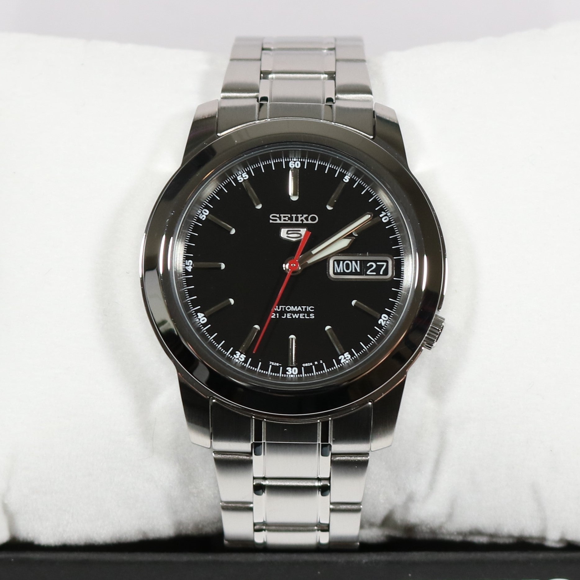 Seiko 5 Automatic Black Dial Men's Stainless Steel Watch SNKE53K1 –  Chronobuy