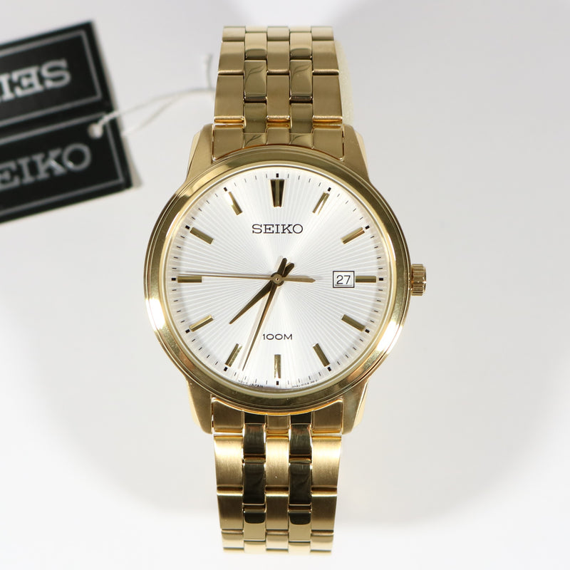 Seiko Neo Classic Silver Dial Gold Quartz Men's Watch SUR264P1 – Chronobuy