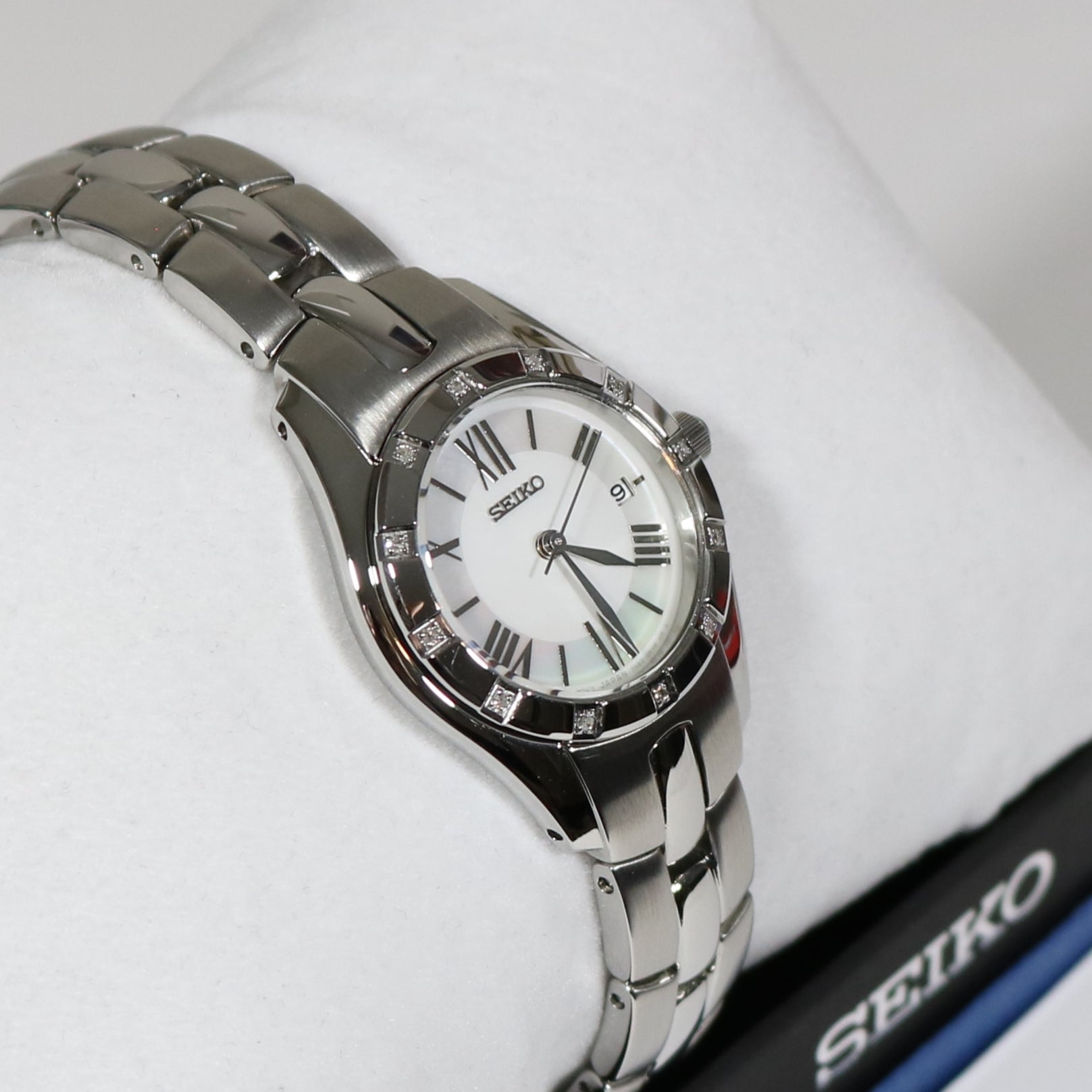 Seiko Women's Diamond Bezel Mother of Pearl Dial Watch SXDB53P1 – Chronobuy